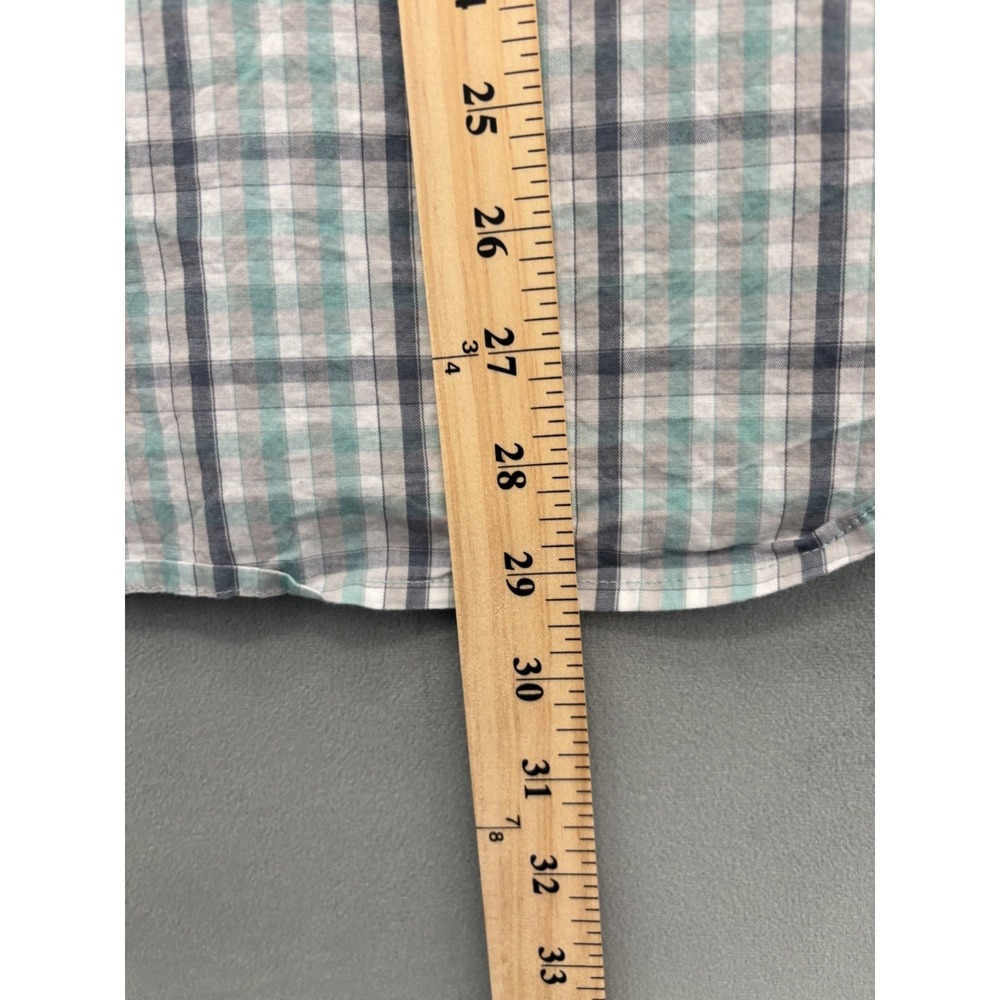 Columbia Shirt Blue/Gray/White Plaid Short Sleeve Button Up Regular Fit Mens L - Picture 7 of 7